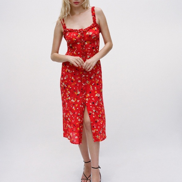 Réalisation Par The Juliet Dress in Rouge Fleur 100% Silk XS - Picture 1 of 11